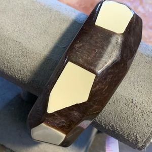 Vintage clunky Boho Bangle Bracelet Ivory & Brown